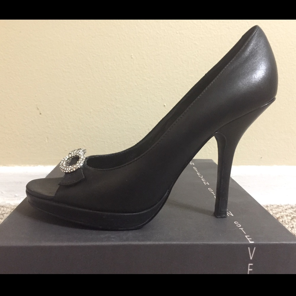 Steve Madden rhinestone peep toe pumps